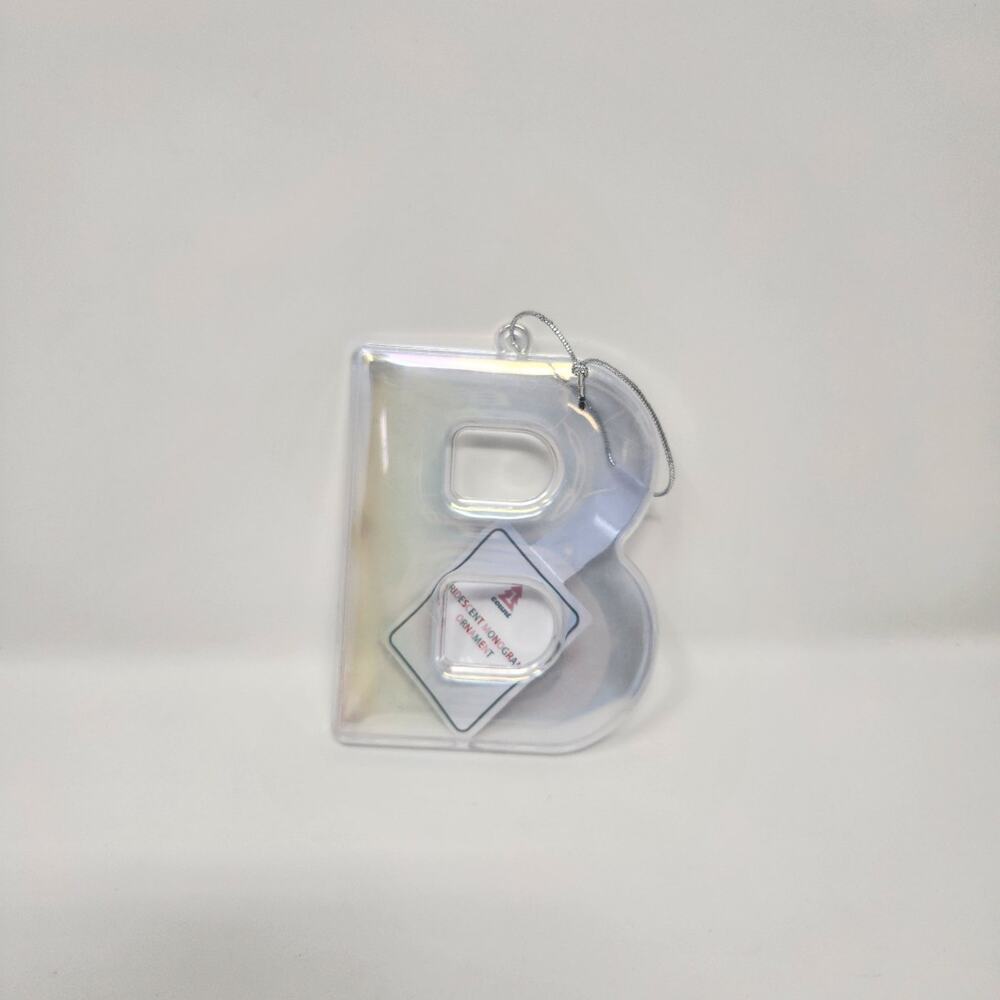 B Iridescent Monogram Initial Christmas Ornament